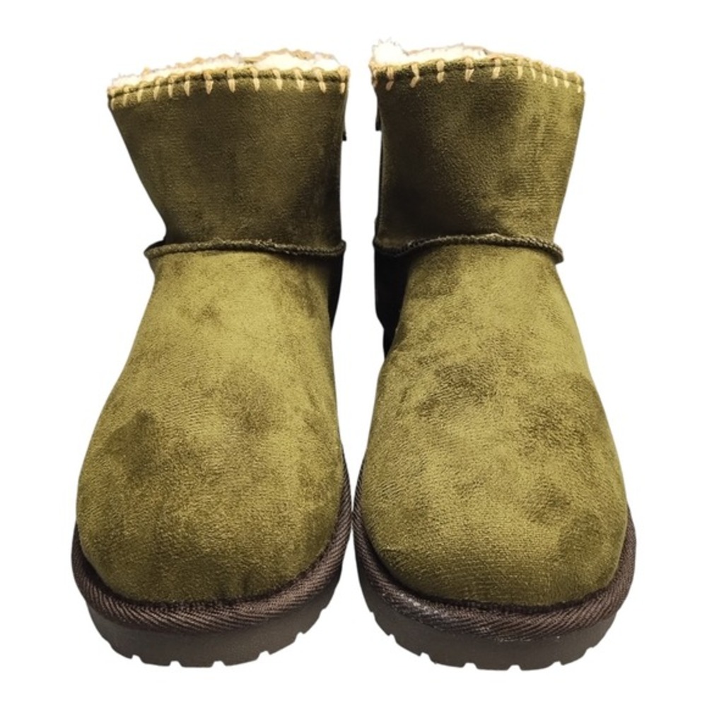 Muk Luks Truvie Booties Womens US Size 7 Olive Fabric Mid-Calf Side Zip WPL6134